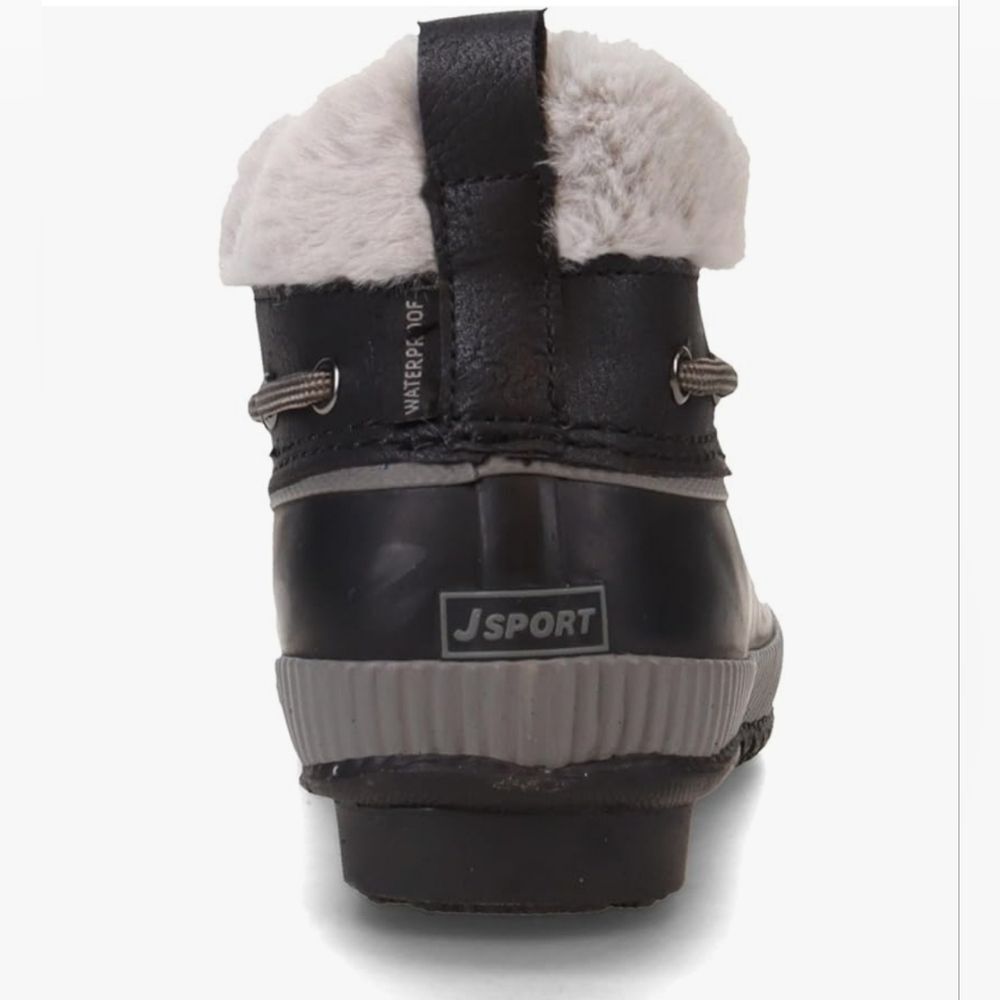 JSport by Jambu Women's Mary Ankle Rain Boot Fur Trim Black Grey NWT, Size 10 - Picture 5 of 7